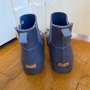 Blue hunter rain boots